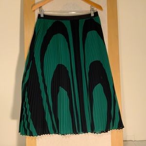 green and navy skirt